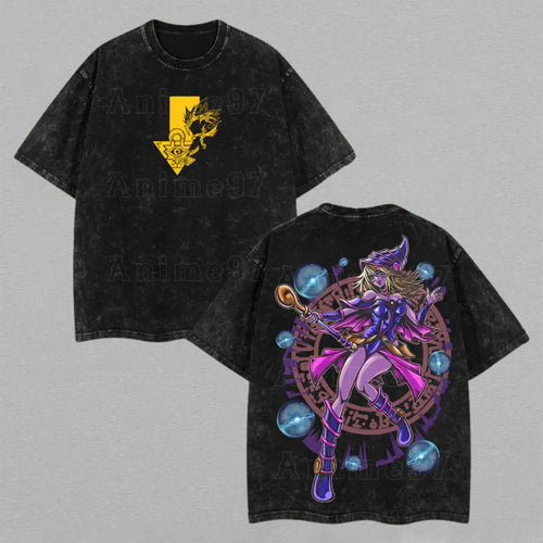 Dark Magician Girl Yu-Gi-Oh! Spellcaster | Retro Vintage Washed T-Shirt | Limited Edition Oversized Streetwear