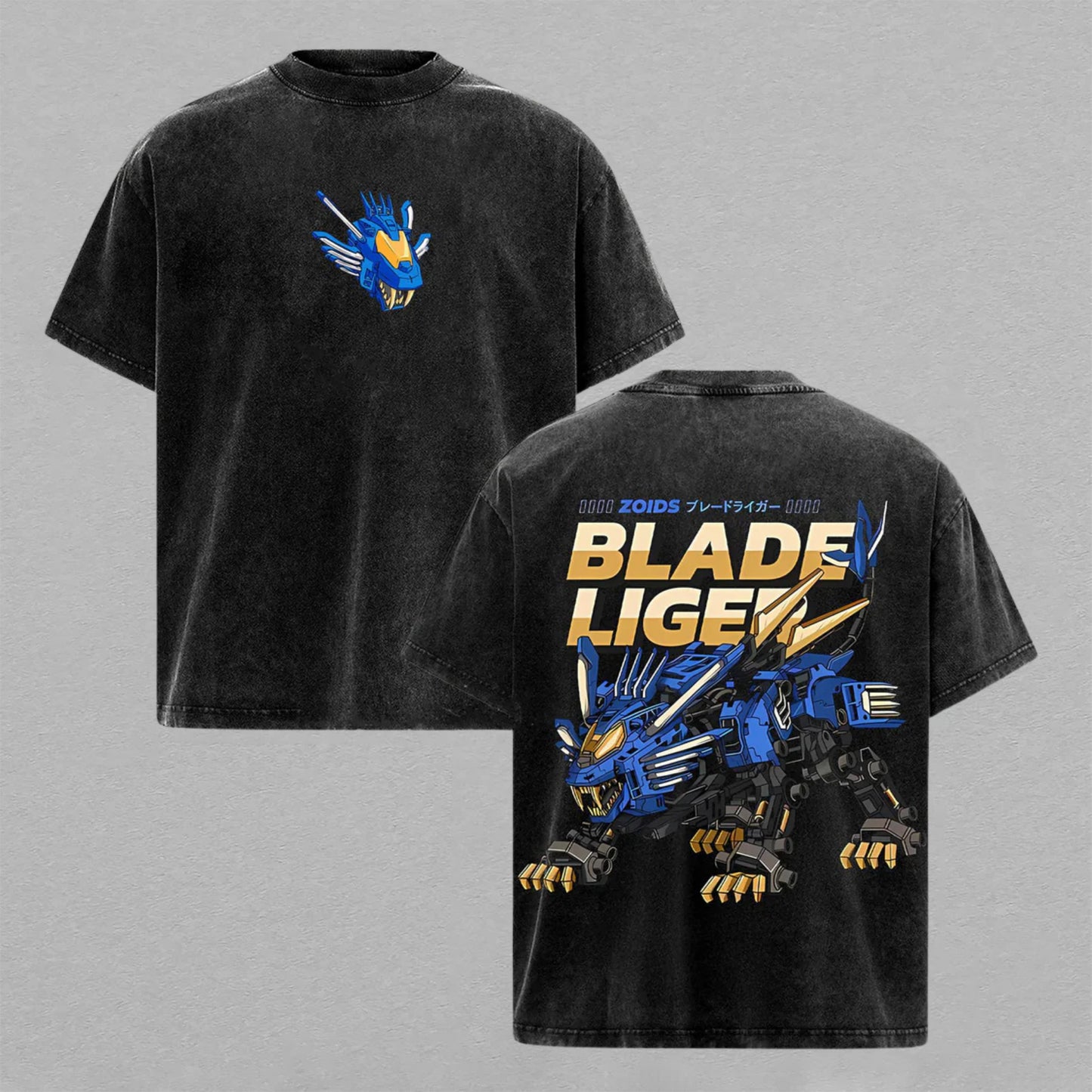 Blade Liger Zoids Liger Zero Mecha | Retro Vintage Washed T-Shirt | Limited Edition Oversized Streetwear