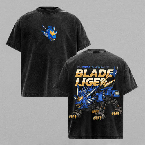 Blade Liger Zoids Liger Zero Mecha | Retro Vintage Washed T-Shirt | Limited Edition Oversized Streetwear