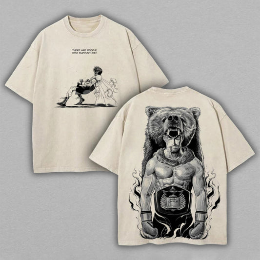 Boxing Fighter Bear Champion Retro Vintage Washed T-Shirt Limited Oversized Streetwear Sports Graphic Tee Gift for Boxing Fans
