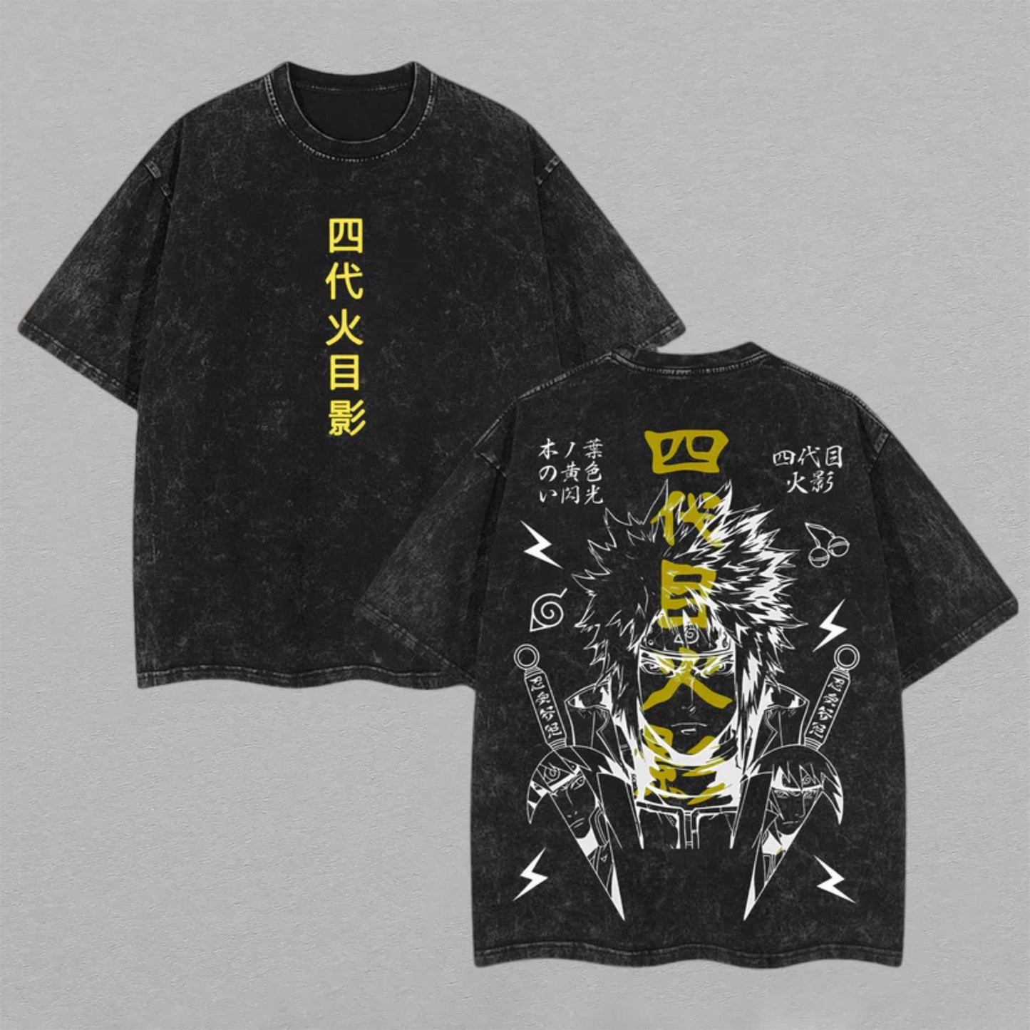 Minato Namikaze Naruto Yellow Flash | Double-Sided Retro Vintage Washed T-Shirt | Limited Edition Streetwear