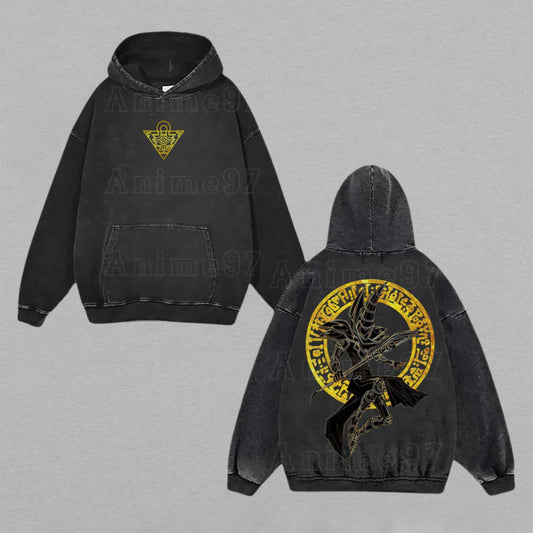 Dark Magician Yu-Gi-Oh! Ultimate Wizard | Double-Sided Retro Vintage Washed Hoodie | Limited Edition Streetwear