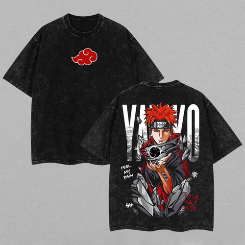 Pain Yahiko Naruto Shinra Tensei | Double-Sided Retro Vintage Washed T-Shirt | Limited Edition Streetwear