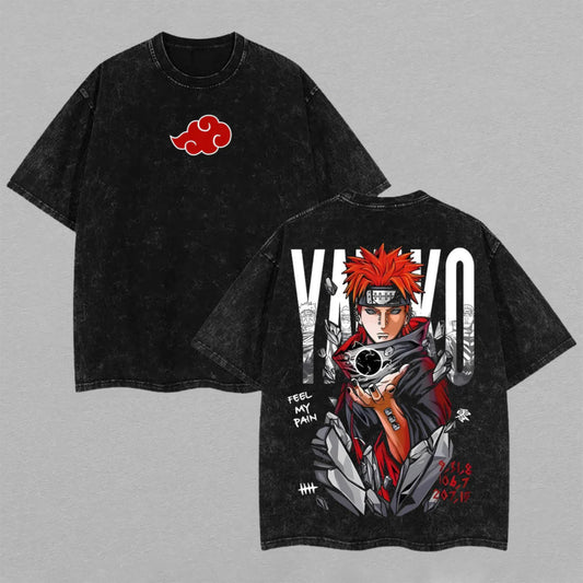 Pain Yahiko Naruto Shinra Tensei | Double-Sided Retro Vintage Washed T-Shirt | Limited Edition Streetwear
