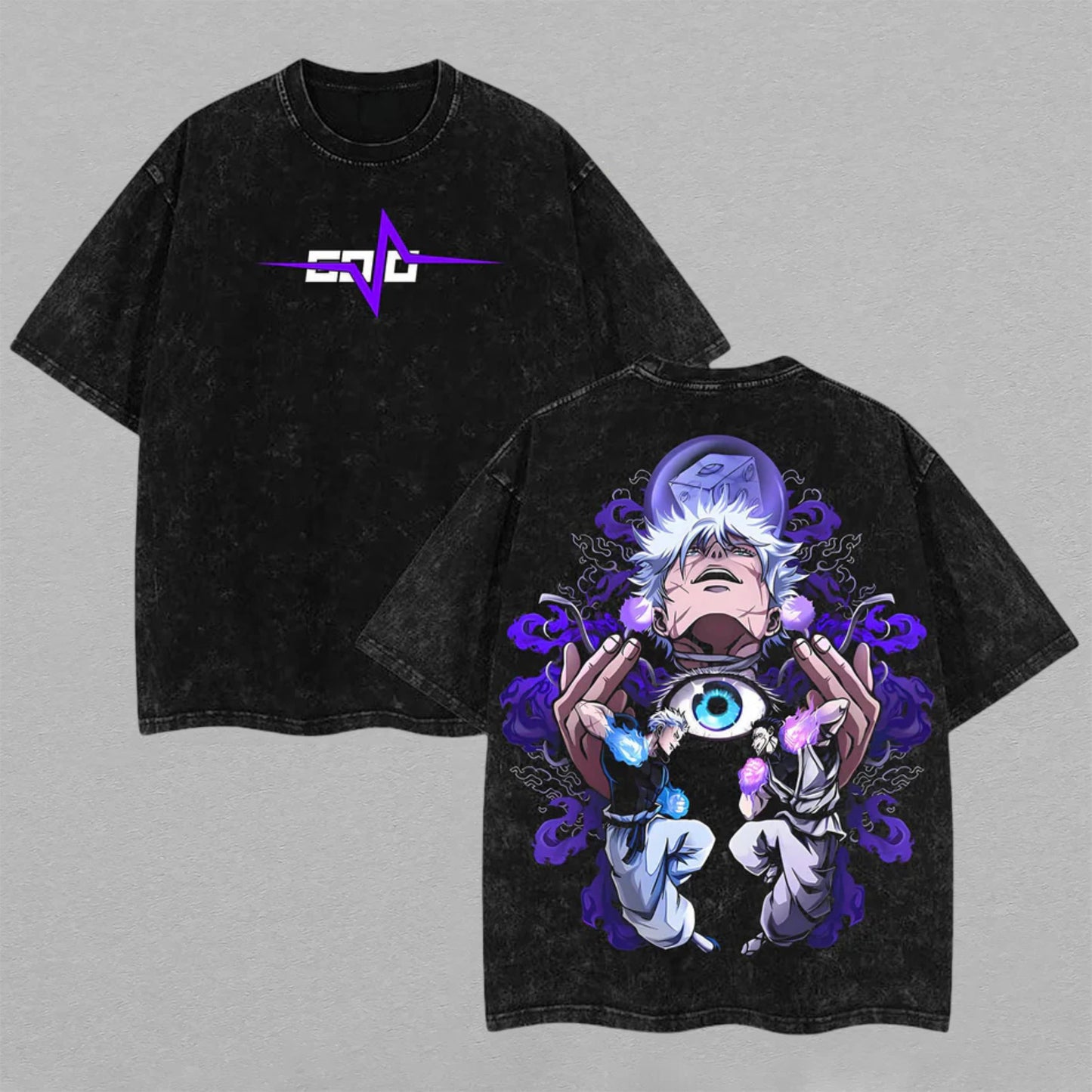 Satoru Gojo Jujutsu Kaisen Six Eyes Infinity | Retro Vintage Washed T-Shirt | Limited Edition Oversized Streetwear