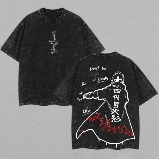 Minato Namikaze Naruto Fourth Hokage | Retro Vintage Washed T-Shirt | Limited Edition Oversized Streetwear
