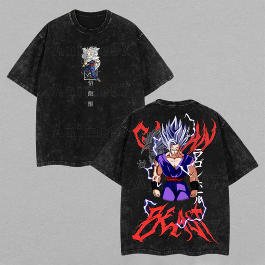Gohan Beast Dragon Ball Super Superhero | Retro Vintage Washed T-Shirt | Limited Edition Oversized Streetwear