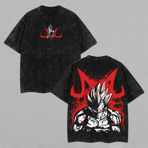 Majin Vegeta Dragon Ball Z Prince | Retro Vintage Washed T-Shirt | Limited Edition Oversized Streetwear