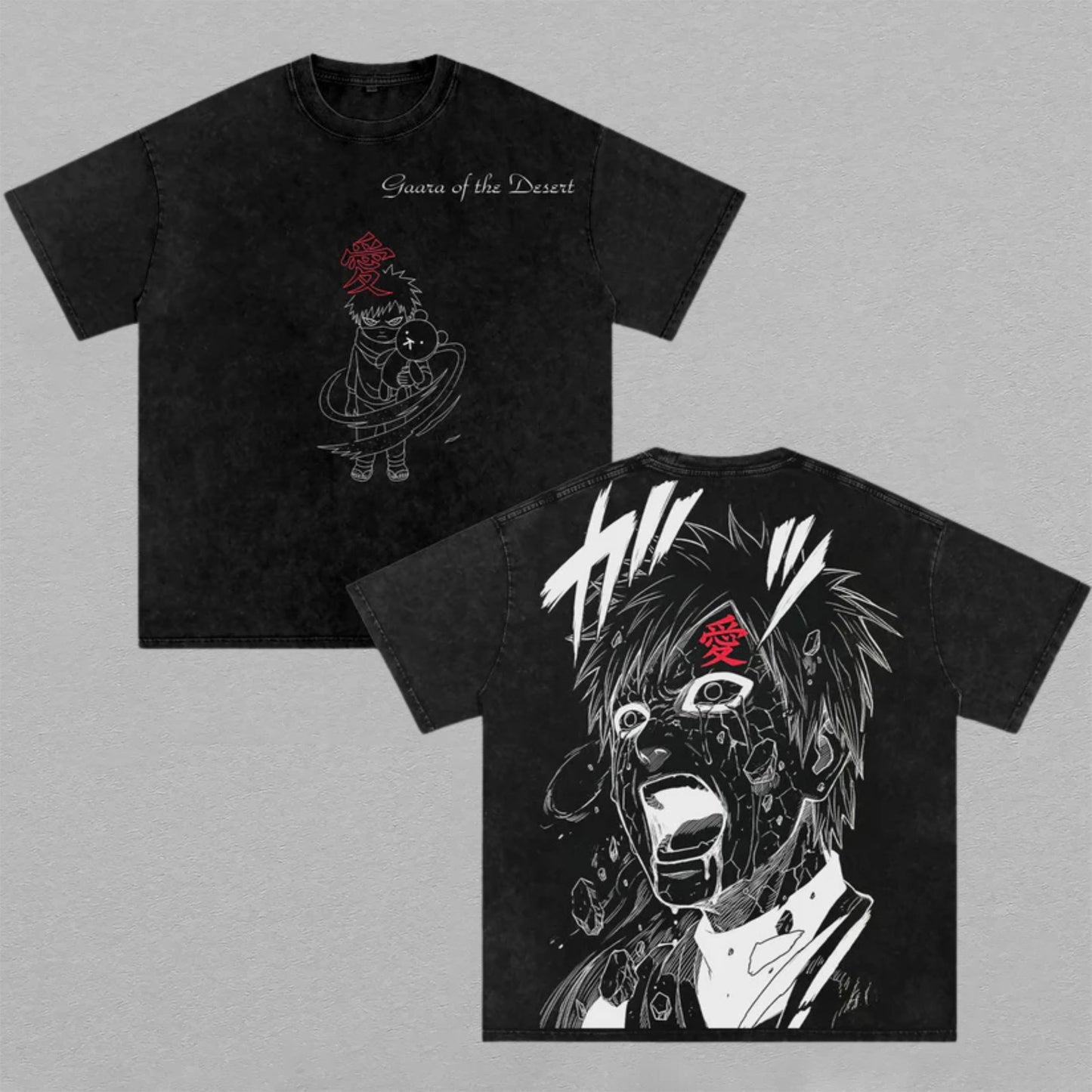 Gaara of the Desert Naruto Kazekage | Retro Vintage Washed T-Shirt | Limited Edition Oversized Streetwear