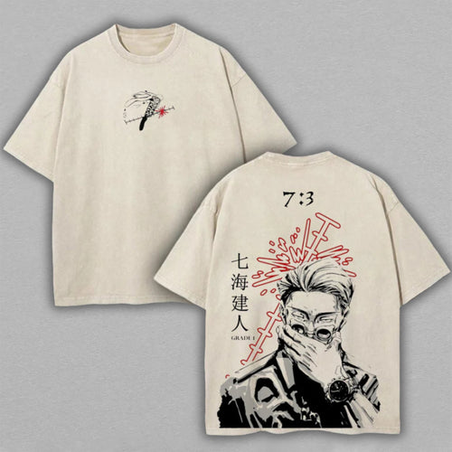 Kento Nanami Jujutsu Kaisen 7:3 Ratio | Retro Vintage Washed T-Shirt | Limited Edition Oversized Streetwear