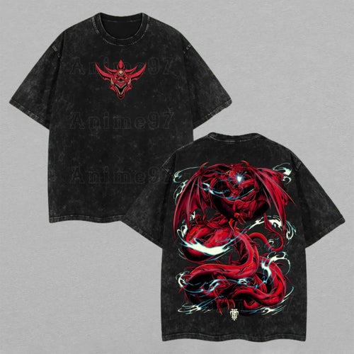 Slifer the Sky Dragon Yu-Gi-Oh! God Card | Retro Vintage Washed T-Shirt | Limited Edition Oversized Streetwear