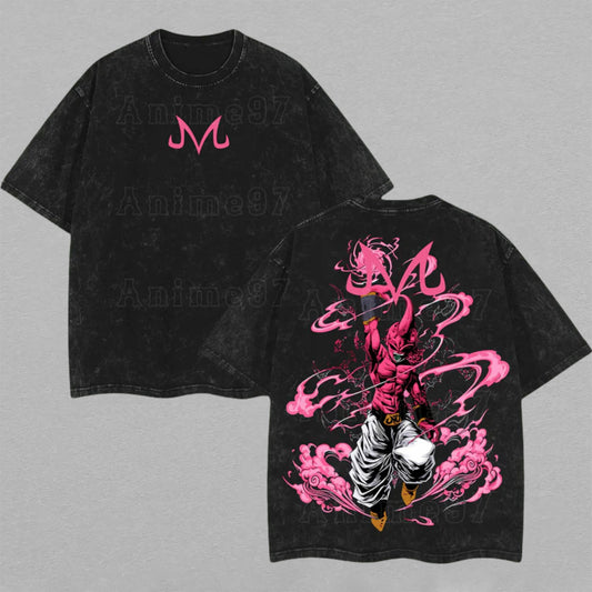 Kid Buu Dragon Ball Z Majin Form | Retro Vintage Washed T-Shirt | Limited Edition Oversized Streetwear