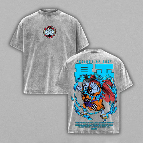 Jinbe One Piece Knight of the Sea | Retro Vintage Washed T-Shirt | Limited Edition Oversized Streetwear