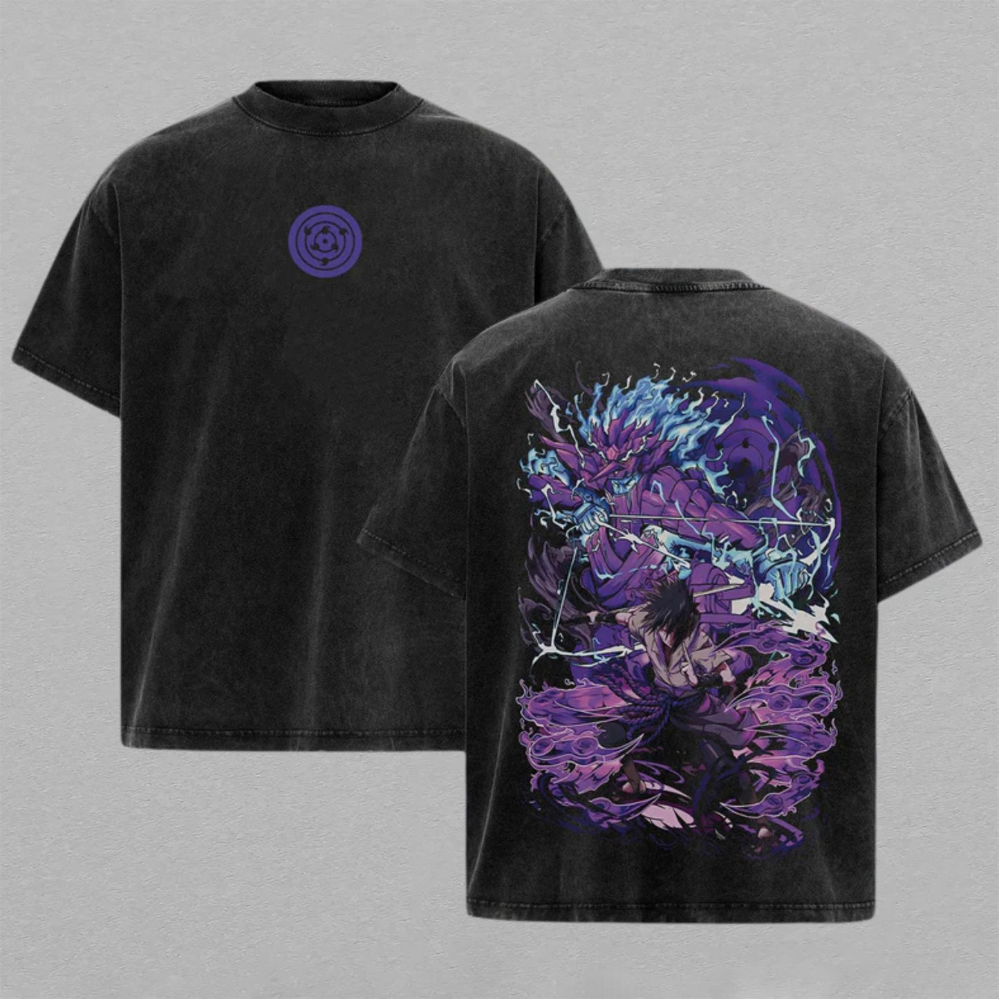 Sasuke Uchiha Naruto Susanoo Rinnegan | Retro Vintage Washed T-Shirt | Limited Edition Oversized Streetwear