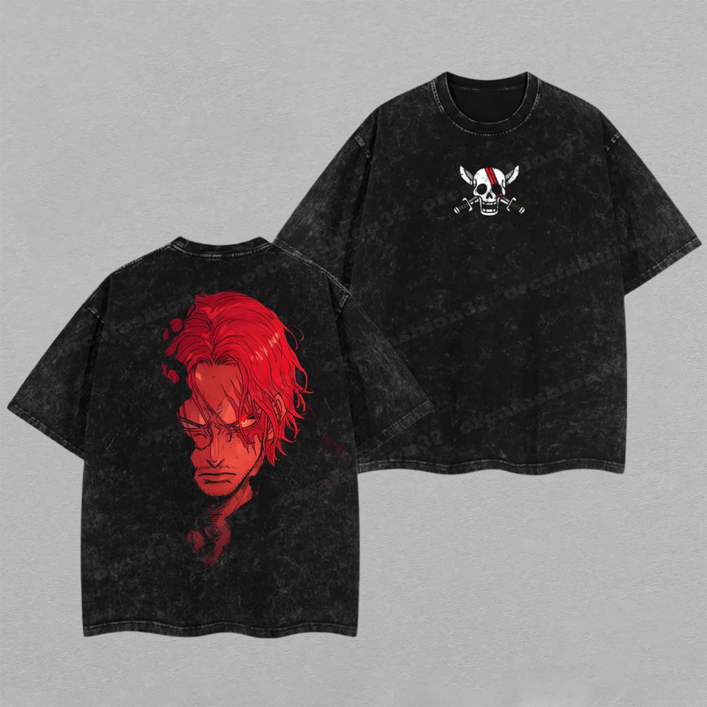 Red Hair Shanks One Piece Yonko | Retro Vintage Washed T-Shirt | Limited Edition Oversized Streetwear