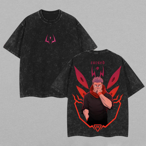 Ryomen Sukuna Jujutsu Kaisen Malevolent | Retro Vintage Washed T-Shirt | Limited Edition Oversized Streetwear