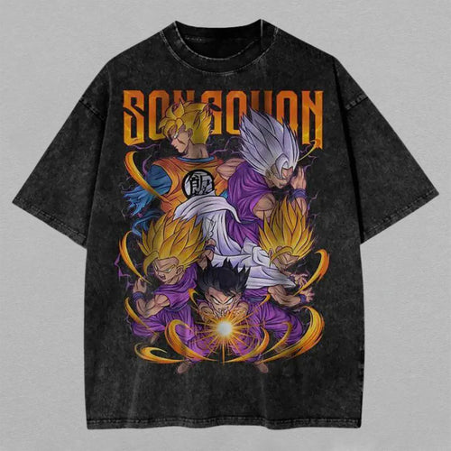 Son Gohan Dragon Ball Super Beast Evolution | Retro Vintage Washed T-Shirt | Limited Edition Oversized Streetwear
