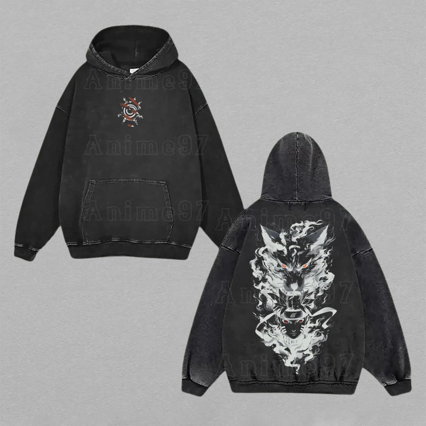 Madara Uchiha Naruto Susanoo Unleashed | Double-Sided Retro Vintage Washed Hoodie | Limited Edition Streetwear