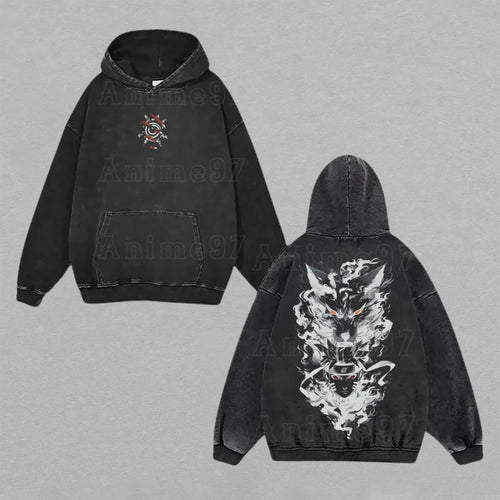 Madara Uchiha Naruto Susanoo Unleashed | Double-Sided Retro Vintage Washed Hoodie | Limited Edition Streetwear