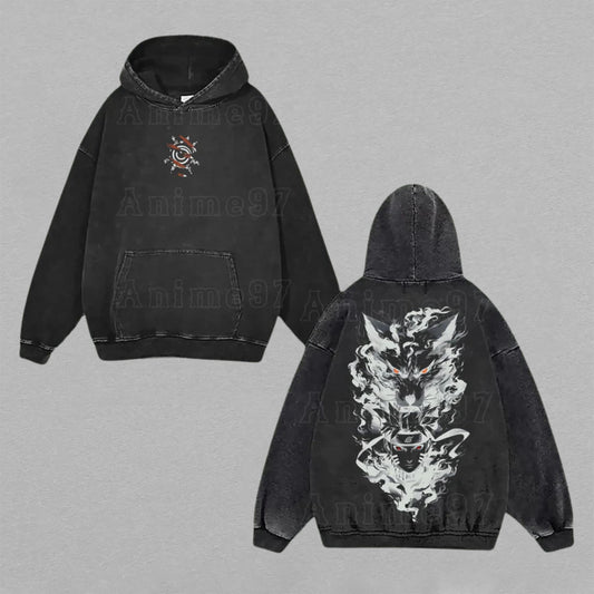 Madara Uchiha Naruto Susanoo Unleashed | Double-Sided Retro Vintage Washed Hoodie | Limited Edition Streetwear