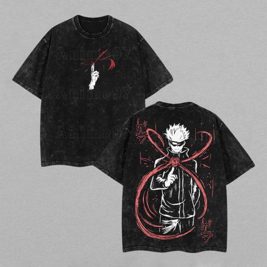 Satoru Gojo Jujutsu Kaisen Six Eyes | Retro Vintage Washed T-Shirt | Limited Edition Oversized Streetwear