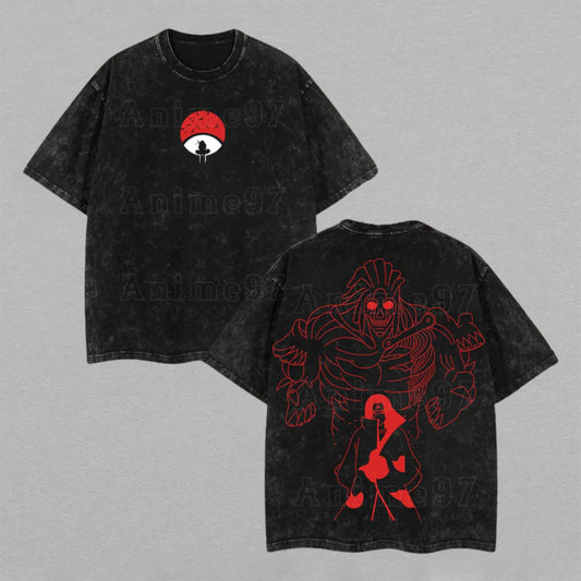 Itachi Uchiha Naruto Akatsuki Susanoo | Retro Vintage Washed T-Shirt | Limited Edition Oversized Streetwear