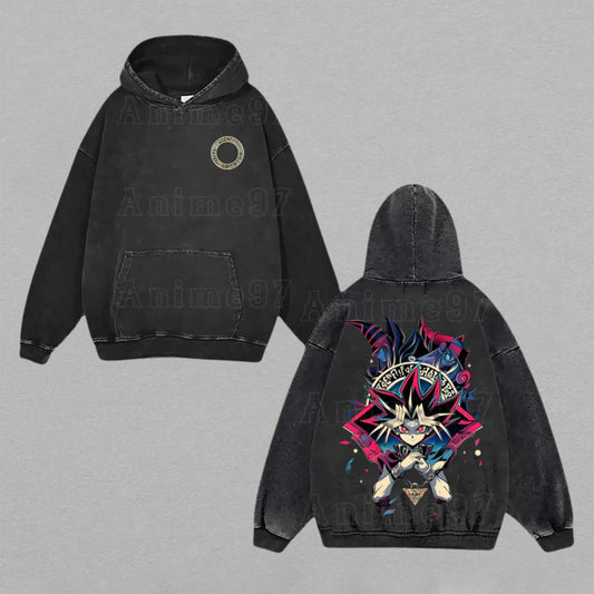 Yami Yugi Yu-Gi-Oh! King of Games | Double-Sided Retro Vintage Washed Hoodie | Limited Edition Streetwear