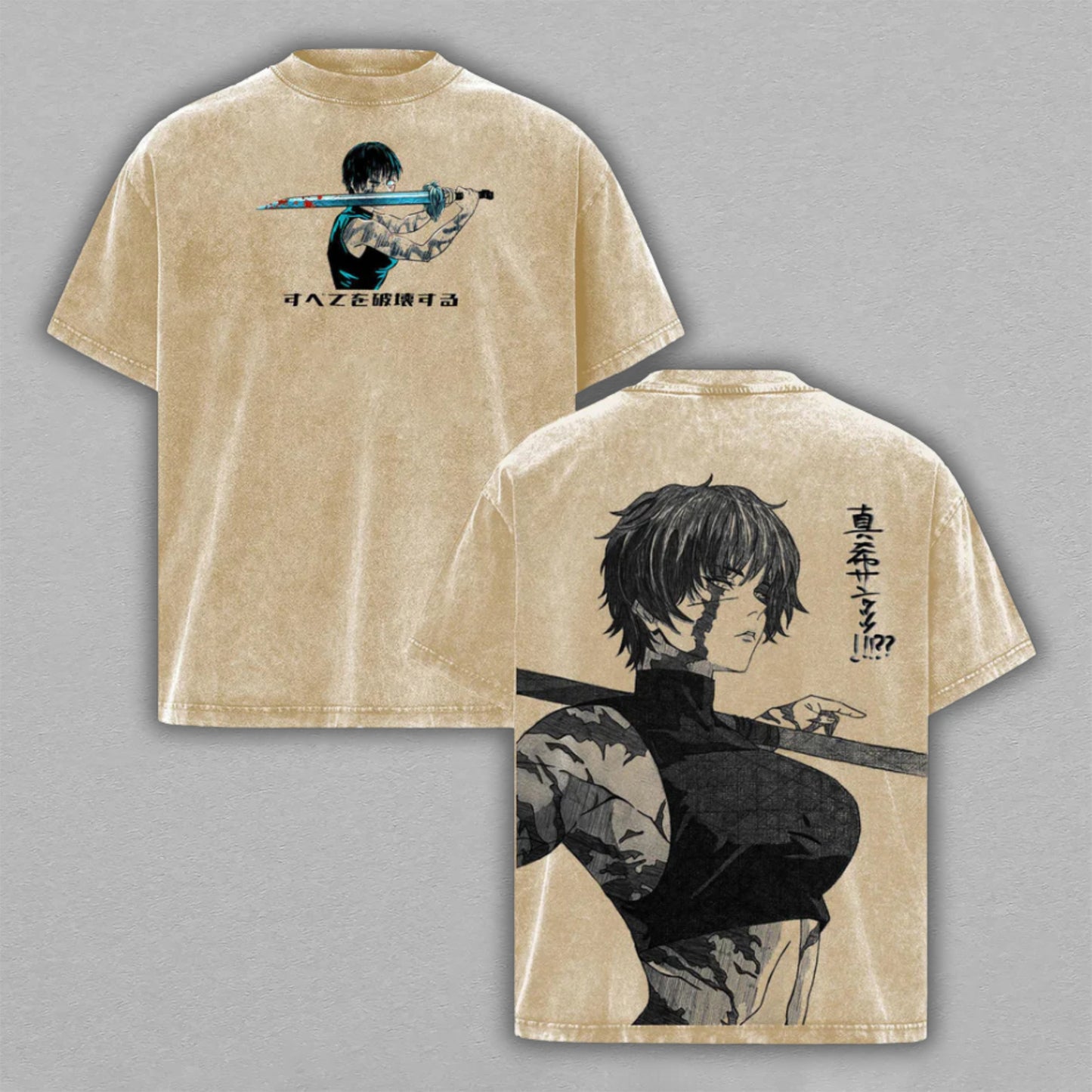 Maki Zenin Jujutsu Kaisen Zenin Clan | Double-Sided Retro Vintage Washed T-Shirt | Limited Edition Streetwear