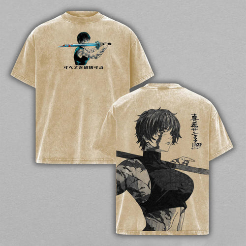 Maki Zenin Jujutsu Kaisen Zenin Clan | Double-Sided Retro Vintage Washed T-Shirt | Limited Edition Streetwear