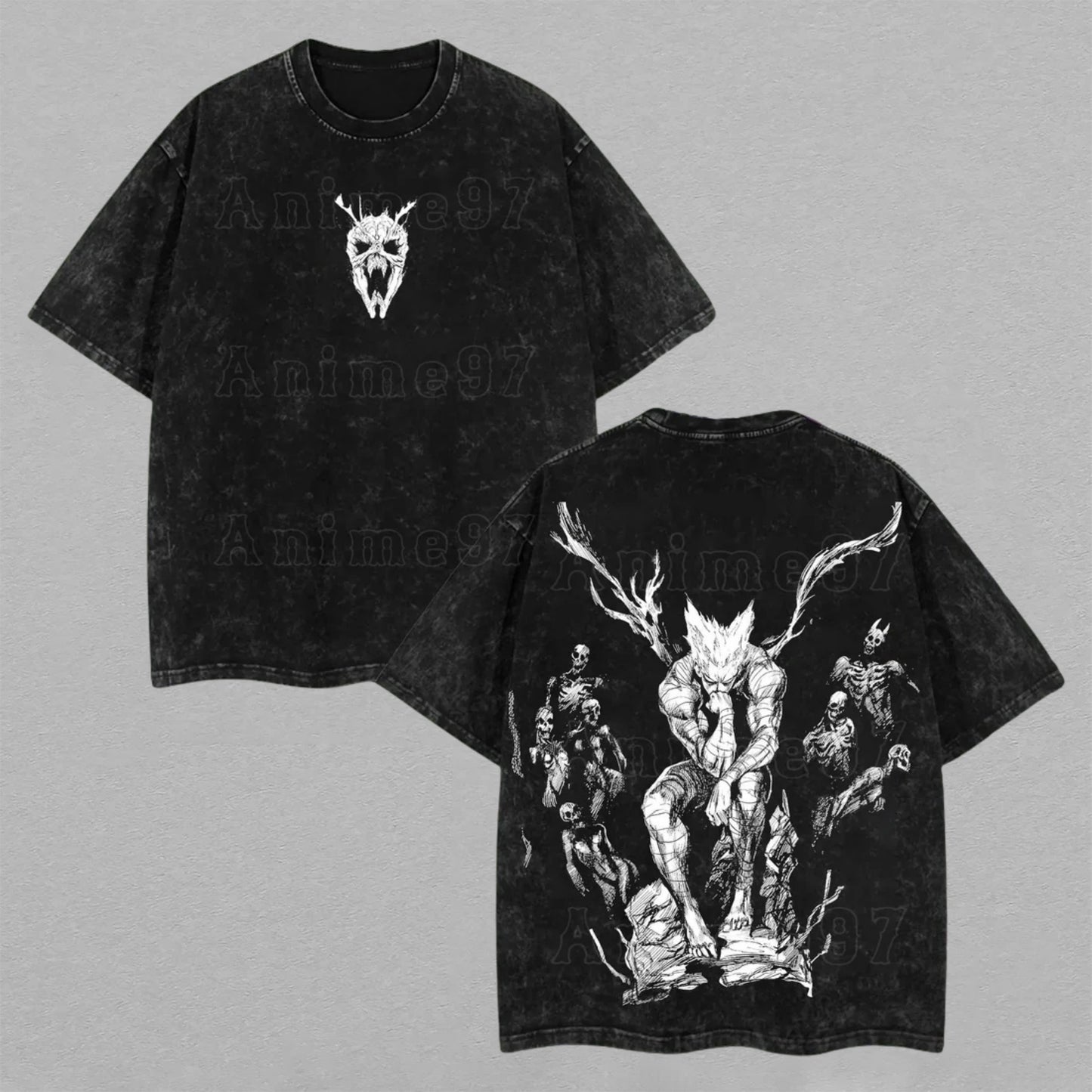 Garou One Punch Man Cosmic Fear Mode | Retro Vintage Washed T-Shirt | Limited Edition Oversized Streetwear