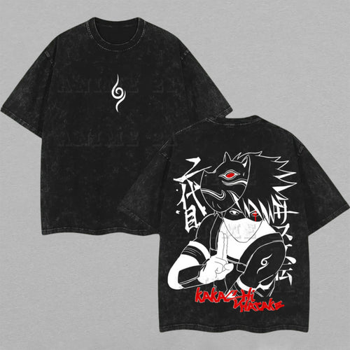 Kakashi Hatake Naruto Anbu Black Ops | Retro Vintage Washed T-Shirt | Limited Edition Oversized Streetwear