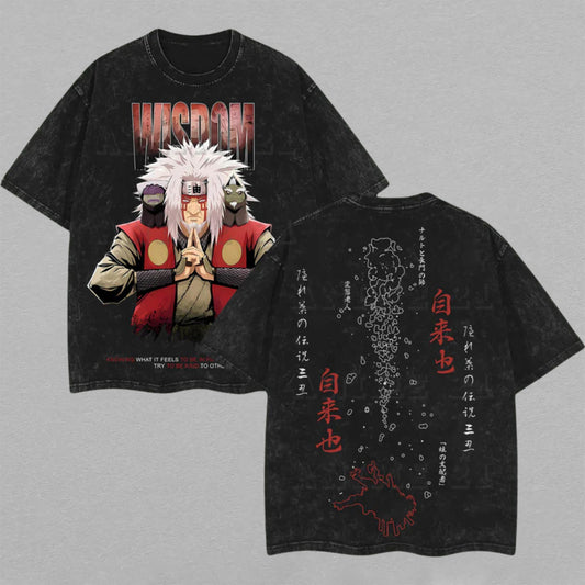 Jiraiya Naruto Sage Mode Sannin | Retro Vintage Washed T-Shirt | Limited Edition Oversized Streetwear