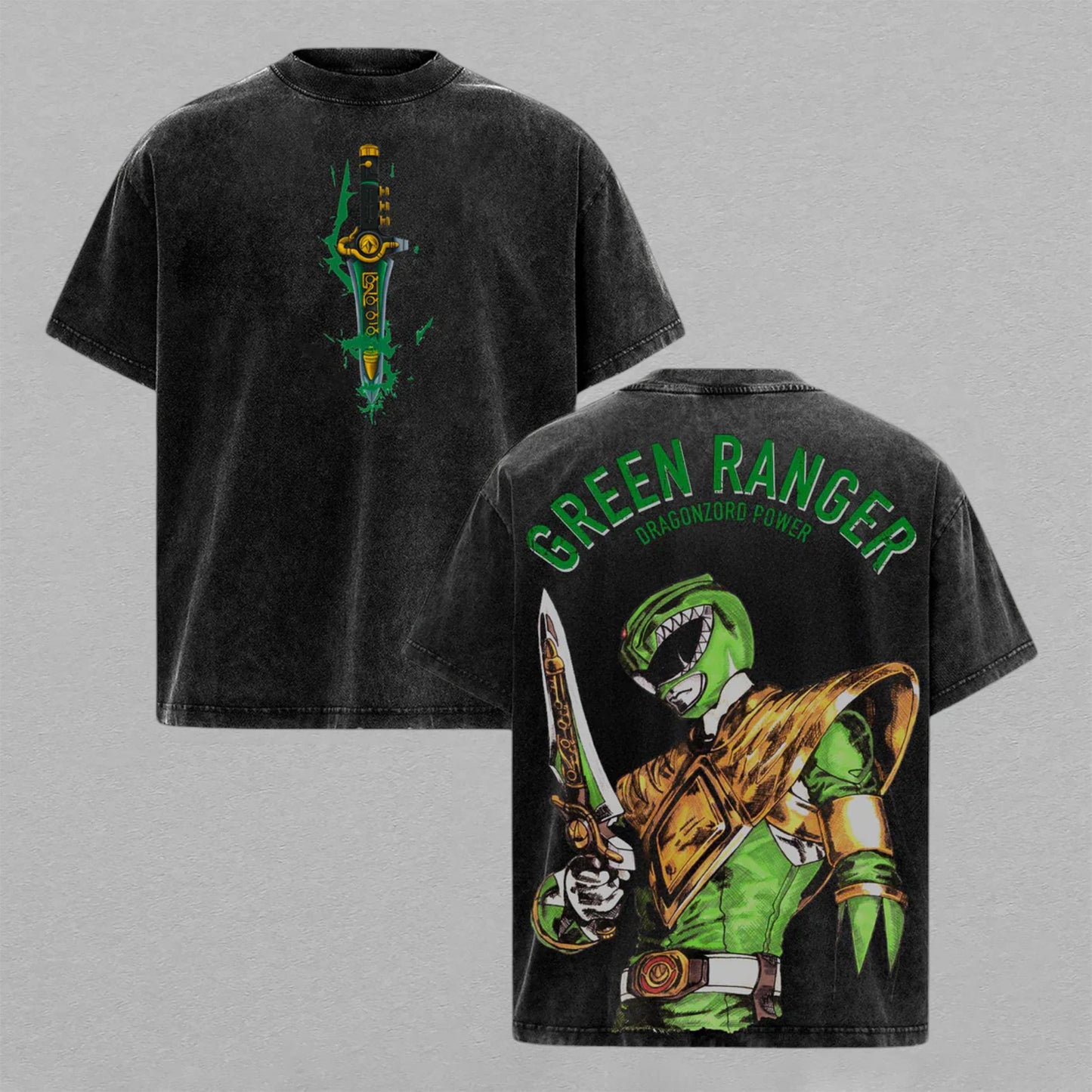 Green Ranger Tommy Oliver Power Rangers | Retro Vintage Washed T-Shirt | Limited Edition Oversized Streetwear