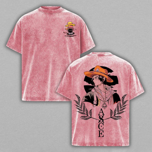 Portgas D. Ace One Piece Fire Fist | Retro Vintage Washed T-Shirt | Limited Edition Oversized Streetwear