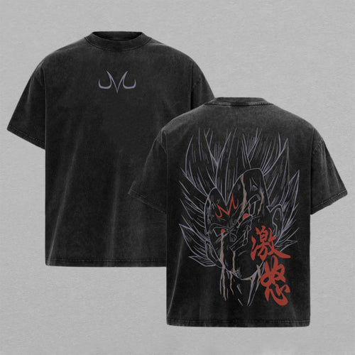 Majin Vegeta Dragon Ball Z Prince of Destruction | Retro Vintage Washed T-Shirt | Limited Edition Oversized Streetwear