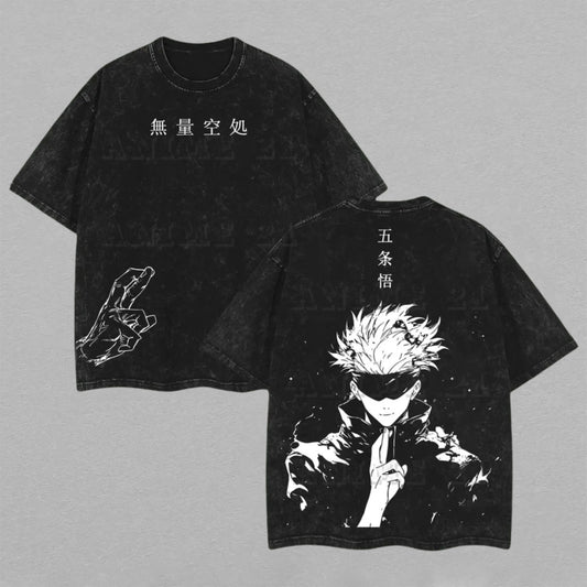 Gojo Satoru Jujutsu Kaisen Six Eyes | Retro Vintage Washed T-Shirt | Limited Edition Oversized Streetwear