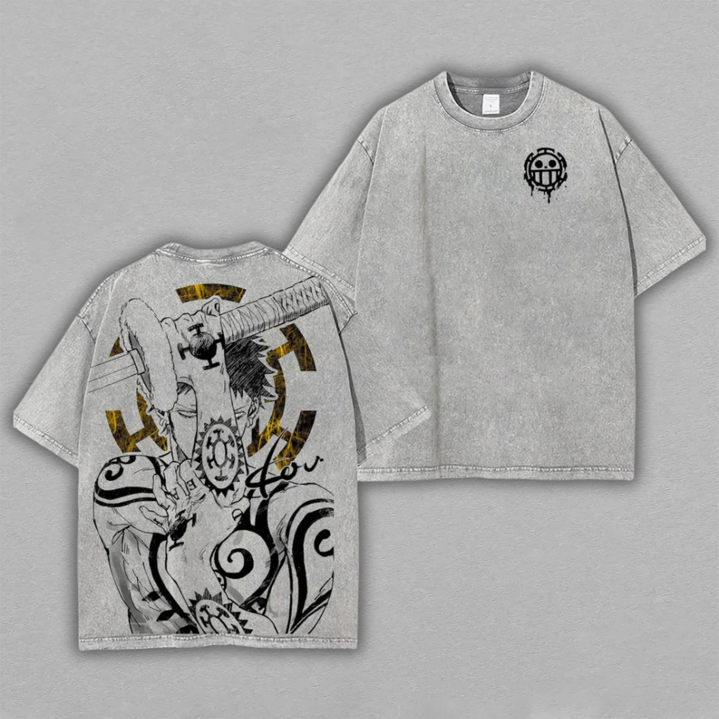 Trafalgar D. Law One Piece Surgeon Tattoo | Retro Vintage Washed T-Shirt | Limited Edition Oversized Streetwear