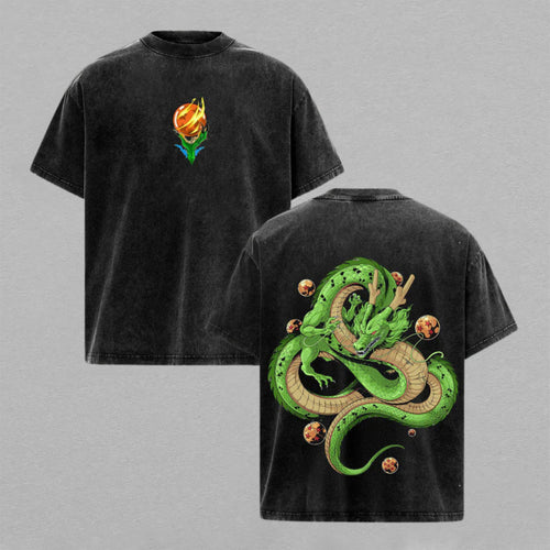 Eternal Dragon Shenron Dragon Ball Z | Retro Vintage Washed T-Shirt | Limited Edition Oversized Streetwear