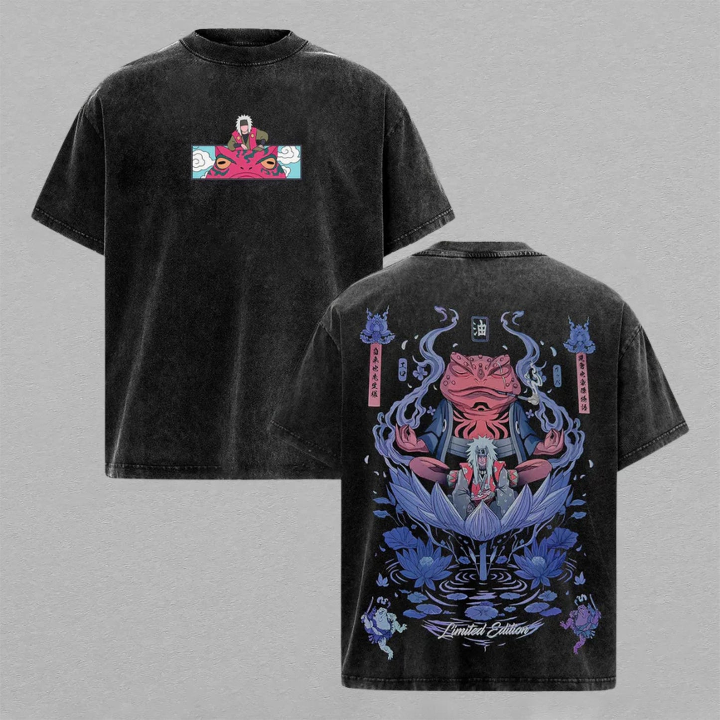 Jiraiya Naruto Sage Mode Toad | Retro Vintage Washed T-Shirt | Limited Edition Oversized Streetwear