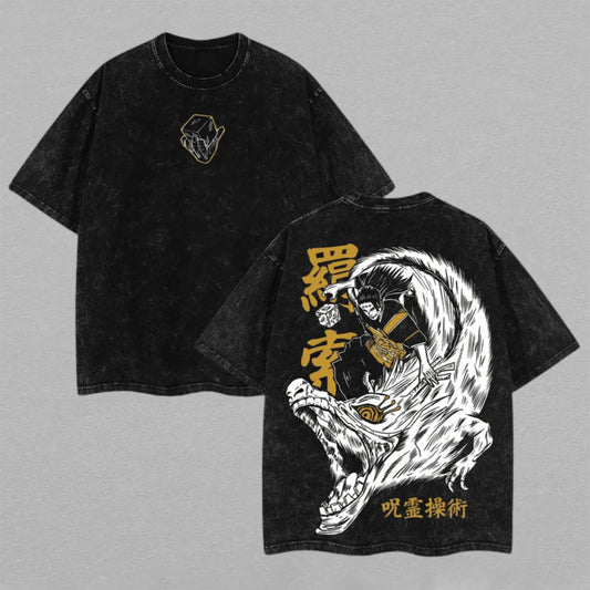 Megumi Fushiguro Jujutsu Kaisen Sorcerer | Retro Vintage Washed T-Shirt | Limited Edition Oversized Streetwear
