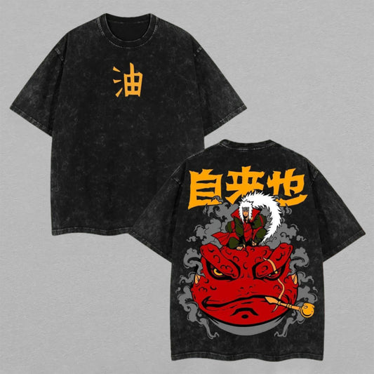 Jiraiya & Gamabunta Naruto Shippuden | Retro Vintage Washed T-Shirt | Limited Edition Oversized Streetwear
