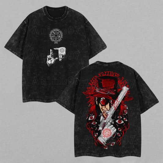 Alucard Hellsing Ultimate Anime | Retro Vintage Washed T-Shirt | Limited Edition Oversized Streetwear