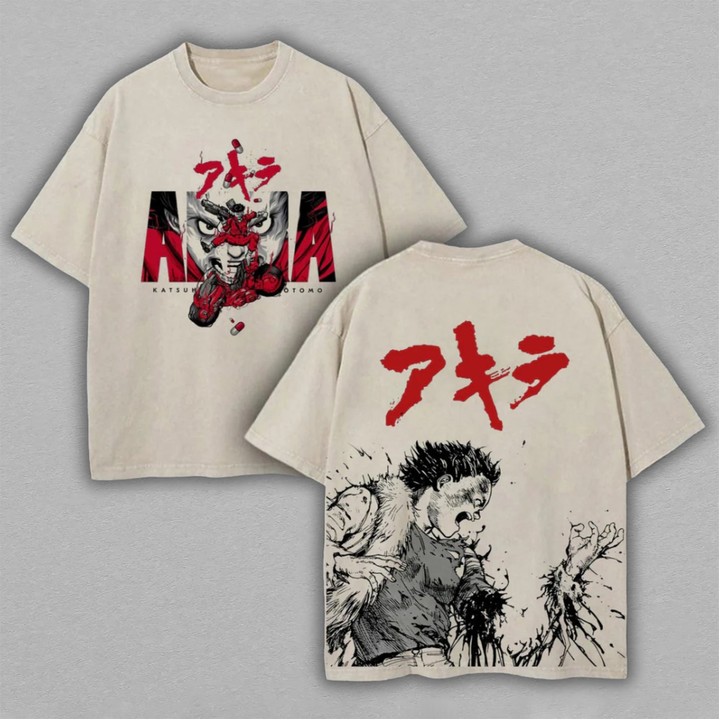 Akira Movie Kaneda & Tetsuo Neo Tokyo | Retro Vintage Washed T-Shirt | Limited Edition Oversized Streetwear