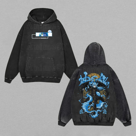 Rimuru Tempest Reincarnated as a Slime | Double-Sided Retro Vintage Washed Hoodie | Limited Edition Streetwear