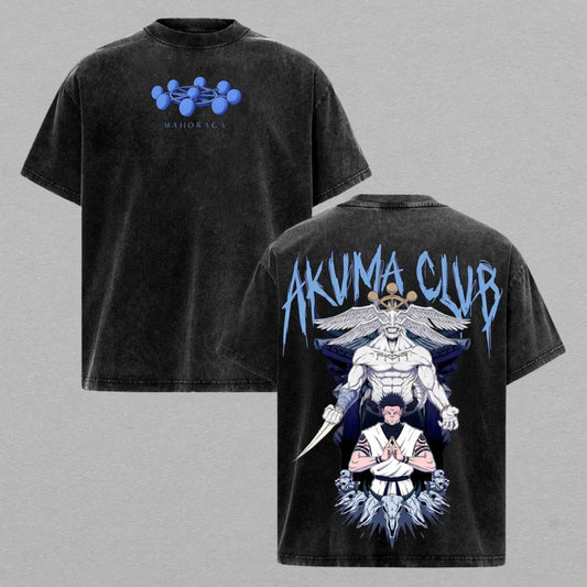 Ryomen Sukuna & Mahoraga Jujutsu Kaisen | Double-Sided Retro Vintage Washed T-Shirt | Limited Edition Streetwear