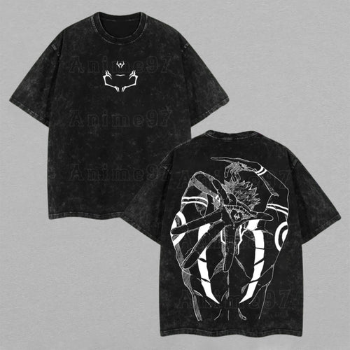 Ryomen Sukuna Jujutsu Kaisen Malevolent Shrine | Retro Vintage Washed T-Shirt | Limited Edition Oversized Streetwear