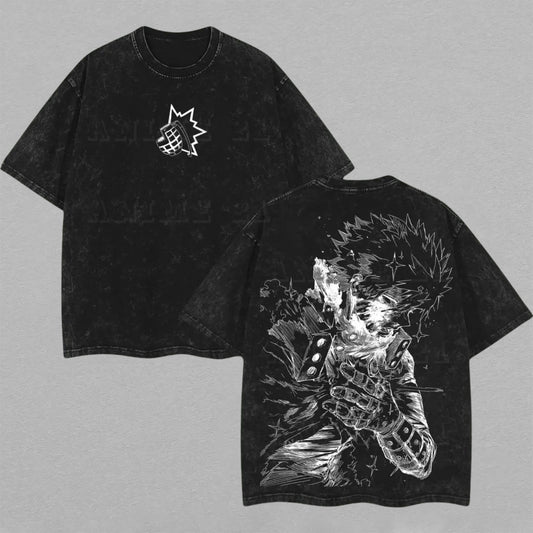 Katsuki Bakugo Explosion Quirk My Hero Academia Retro Vintage Washed T-Shirt Limited Oversized Streetwear Anime Graphic Tee Gift for MHA Fans