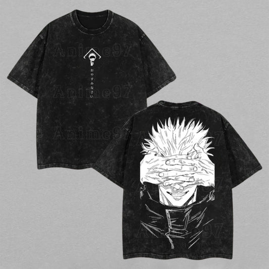 Satoru Gojo Jujutsu Kaisen Honored One | Retro Vintage Washed T-Shirt | Limited Edition Oversized Streetwear