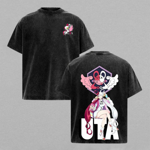 Uta Diva One Piece Film Red | Retro Vintage Washed T-Shirt | Limited Edition Oversized Streetwear