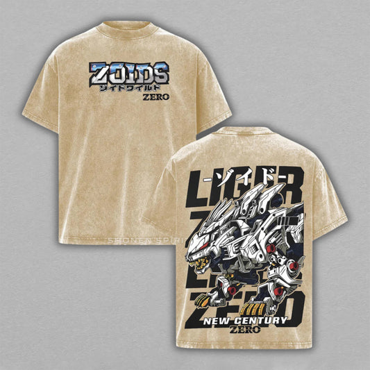 Liger Zero Zoids New Century Mecha | Retro Vintage Washed T-Shirt | Limited Edition Oversized Streetwear